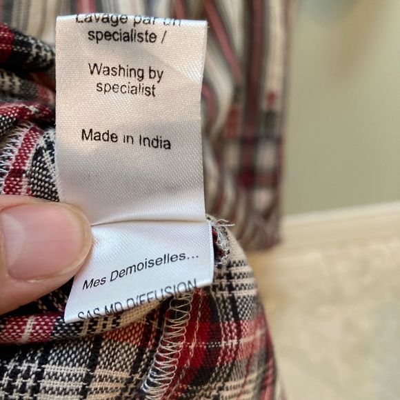 Mes Demoiselles Paris Talulla Embroided Dress Tartan Ecru Free People FR 38 (US6 - Picture 6 of 8